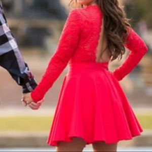 Red long sleeve dress
